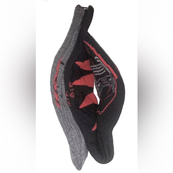 Star Wars Kylo & Stormtrooper Crew Socks 2 Pair Men 6-12 Black Red w Helmet Ren - Picture 5 of 8